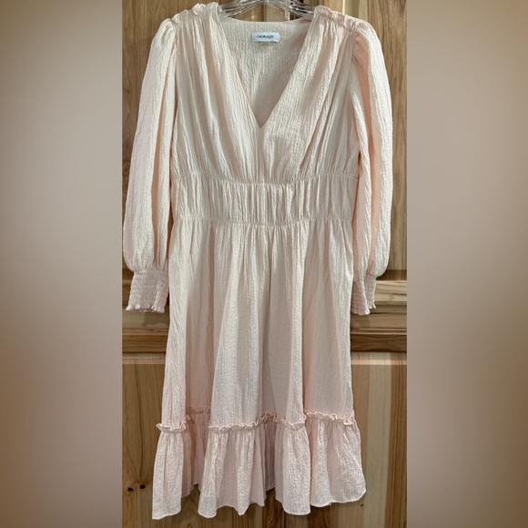 Calvin Klein Cream Textured 3/4 Sleeve Ruffle Boho Cottagecore Coastal Cowgirl - Picture 1 of 13